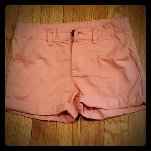 Salmon pink girls cuffed shorts